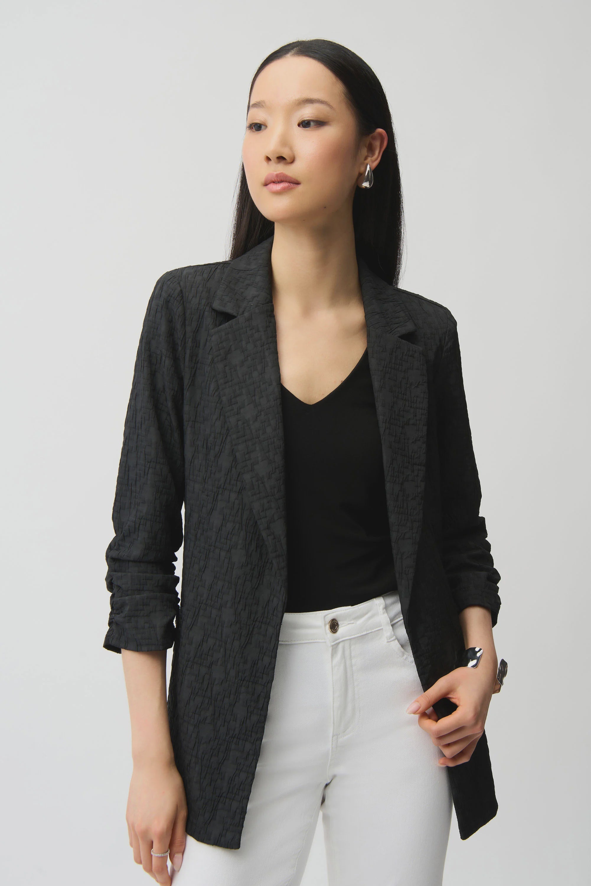 Joseph Ribkoff - Top / Woven Jacquard Texture Boxy Blazer - shop.mybijouboutique.com