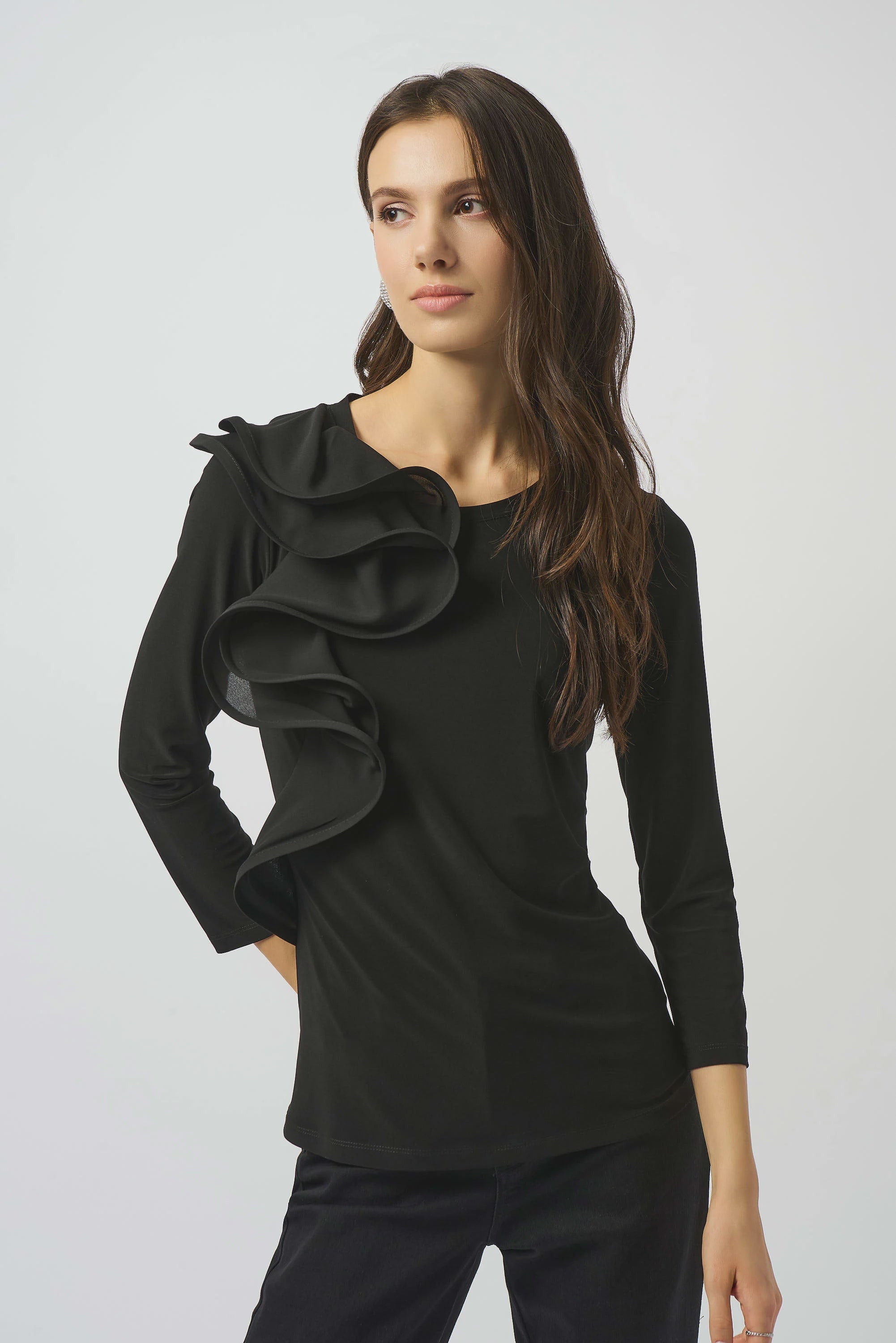 Joseph Ribkoff - Top / Silky Knit Fitted Ruffled - shop.mybijouboutique.com