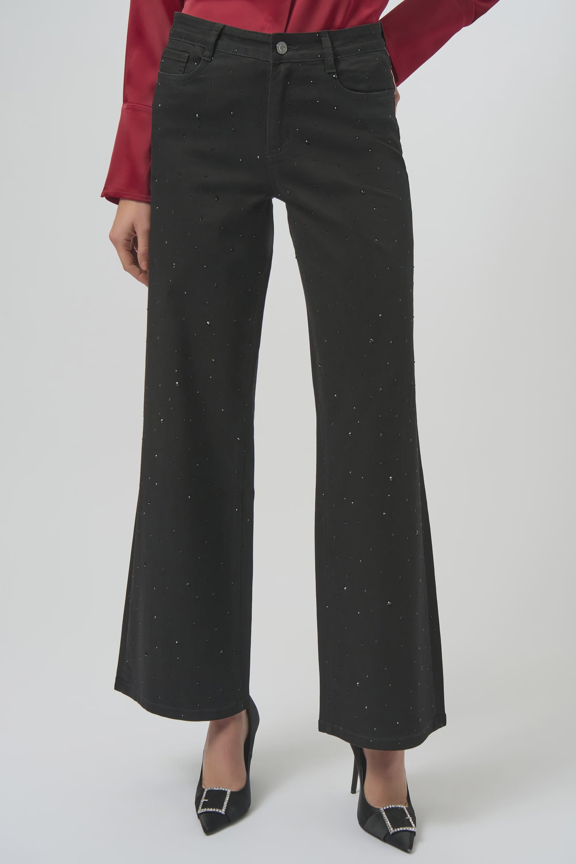 Joseph Ribkoff - Pant / Classic Wide Leg Jeans with Rhinestones - shop.mybijouboutique.com