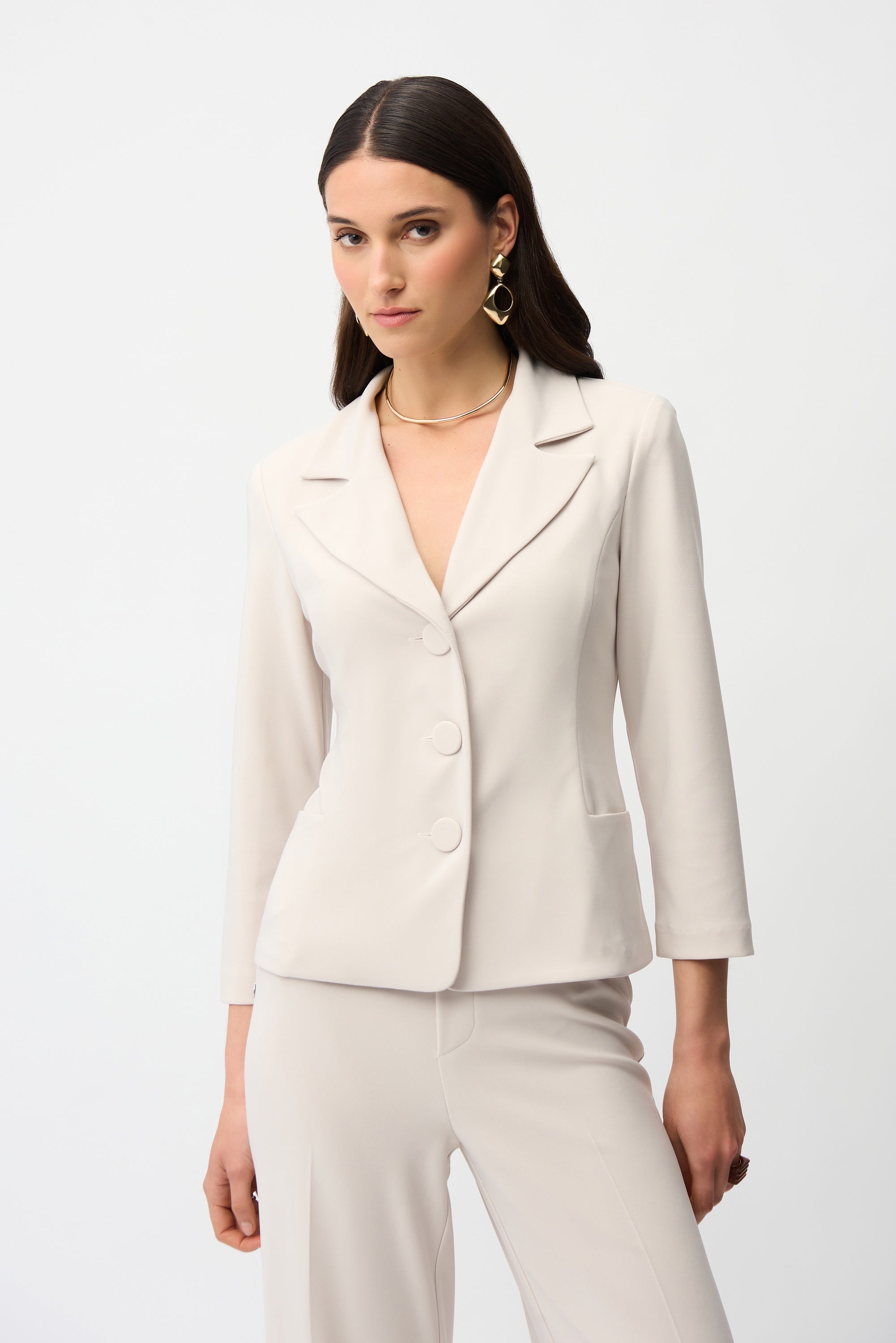 Joseph Ribkoff - Jacket / Silky Knit Fitted Blazer With Shawl Collar