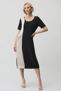 Joseph Ribkoff - Dress / Silky Knit Color Block Cocoon Dress With Oversized Pocket - shop.mybijouboutique.com