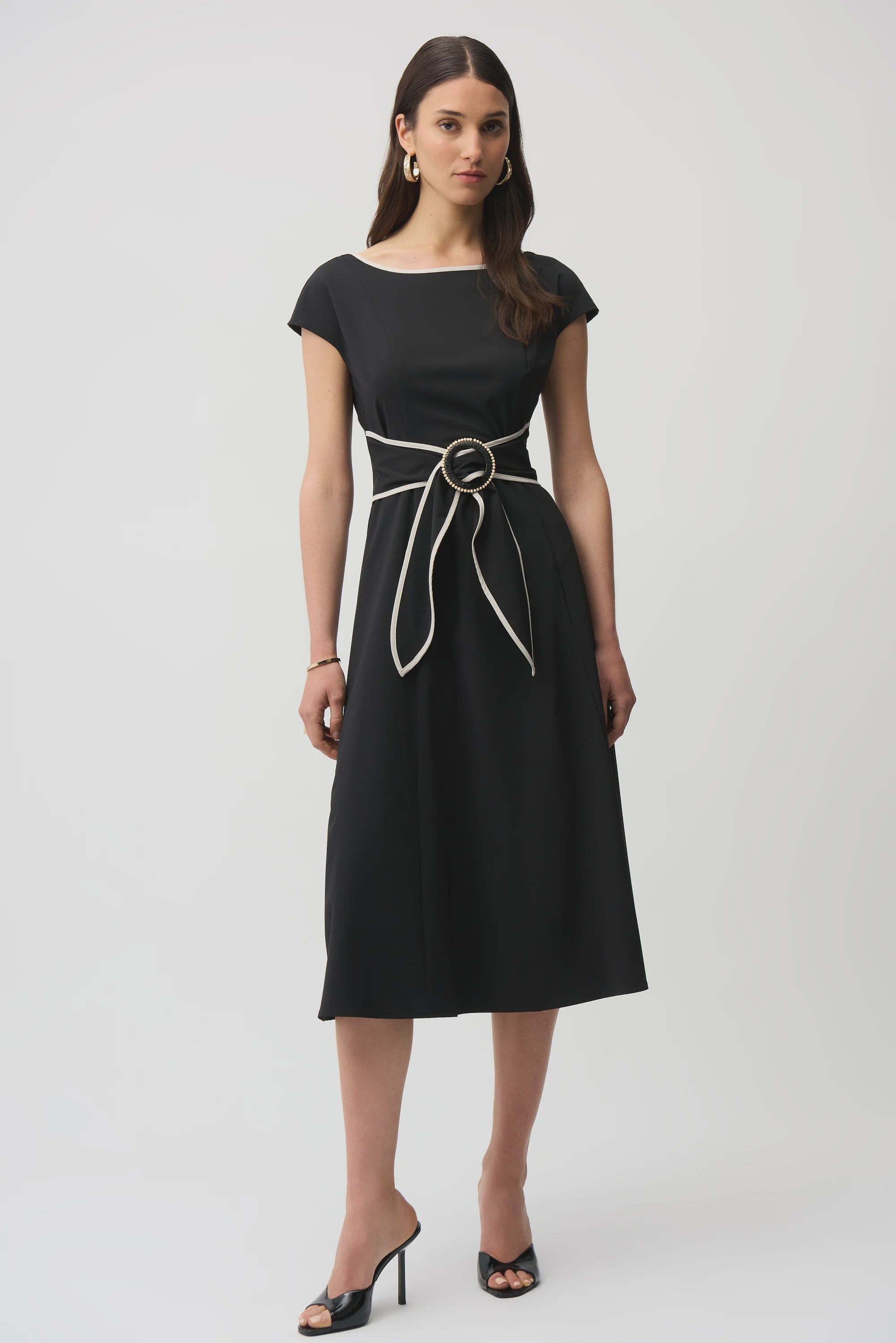 Joseph Ribkoff - Dress / Woven Color Block Fit and Flare Dress With Sash - shop.mybijouboutique.com