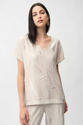 Joseph Ribkoff - Top / Pleated Satin Boxy Top With Silky Knit Back