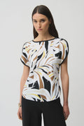 Joseph Ribkoff - Top / Recycled Woven Tropîcal Print Boxy Top