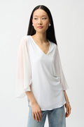 Joseph Ribkoff - Top / Silky Knit Straight Tunic With Chiffon Tulip Sleeves