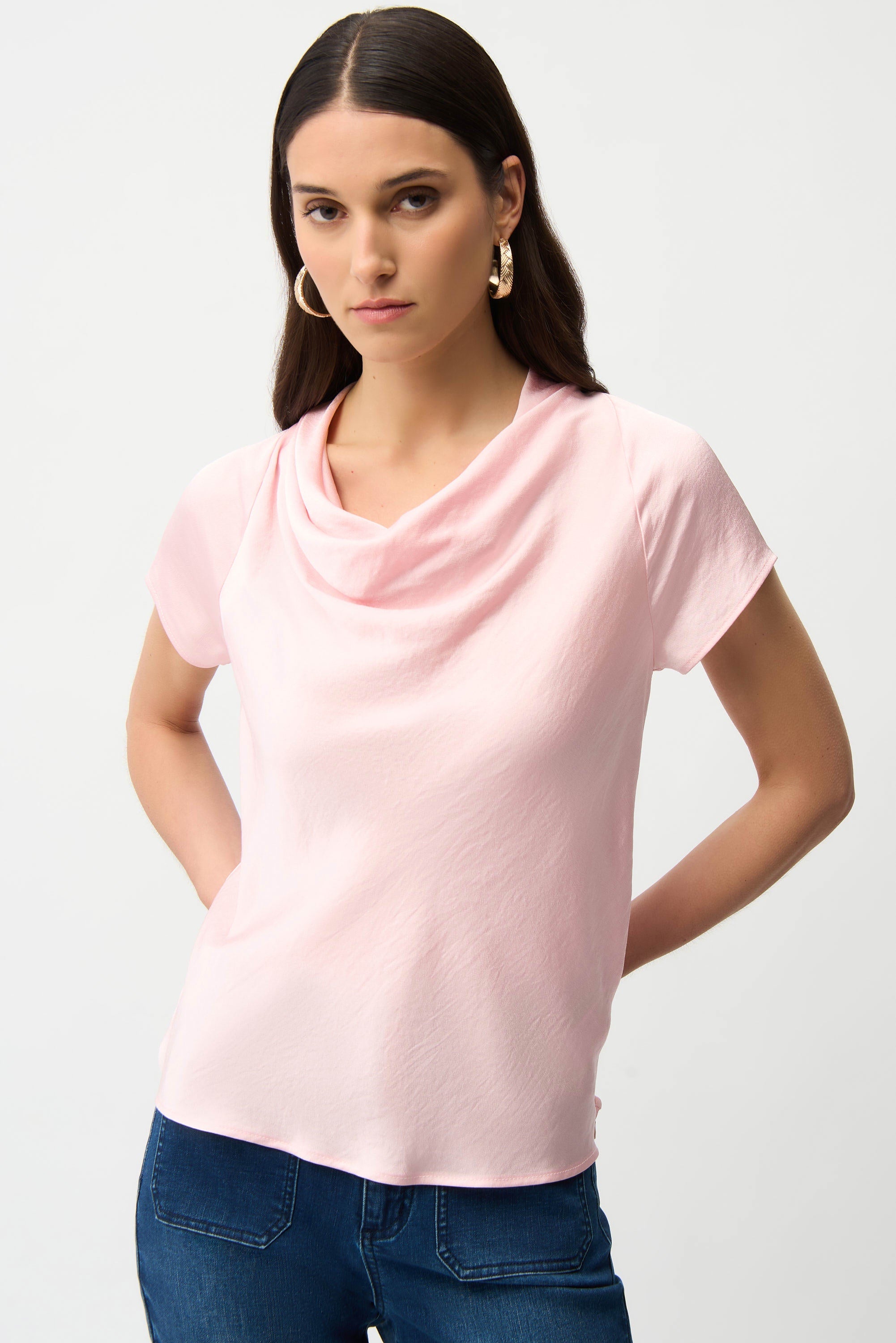 Joseph Ribkoff - Top / Recycled Satin Top With Cowl Neckline