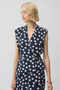 Joseph Ribkoff - Top / Georgette Dot Print Wrap Peplum Top With Gold Buttons - shop.mybijouboutique.com