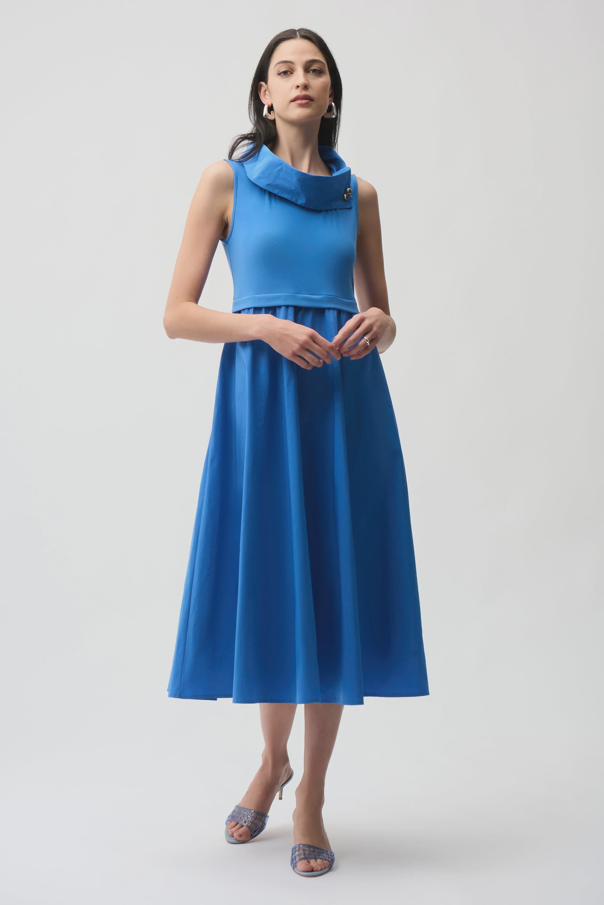 Joseph Ribkoff - Dress / Silky Knit And Memory Fit and Flare Dress With Shawl Collar