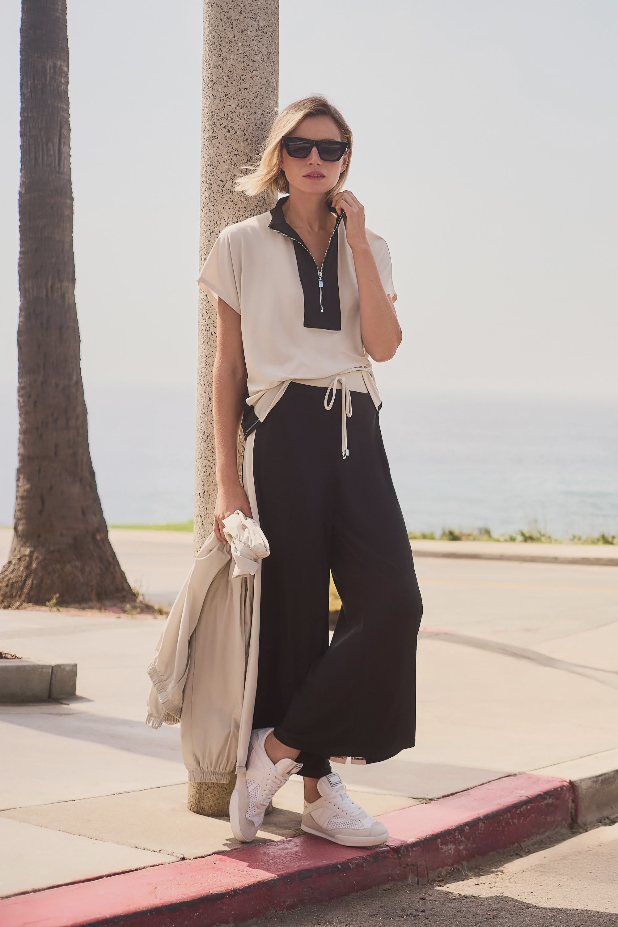 Joseph Ribkoff - Top / Silky Knit Color Block Straight Top With Zipped Collar - shop.mybijouboutique.com