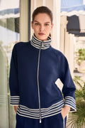 Joseph Ribkoff - Jacket / Scuba Jersey Jacket With Funnel Collar