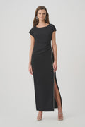 Joseph Ribkoff - Dress / Signature | Scuba Crepe Sheath Gown With Rhinestones Piping - shop.mybijouboutique.com