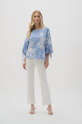 Joseph Ribkoff - Top / Woven Seersucker Floral Print Trapeze Top - shop.mybijouboutique.com