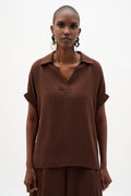 Joseph Ribkoff - Top / Woven Gauze Boxy Top With Shirred Sleeves