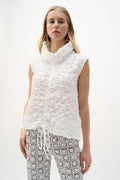 Joseph Ribkoff- Top / Bubble Jacquard Straight Top With Cowl Collar