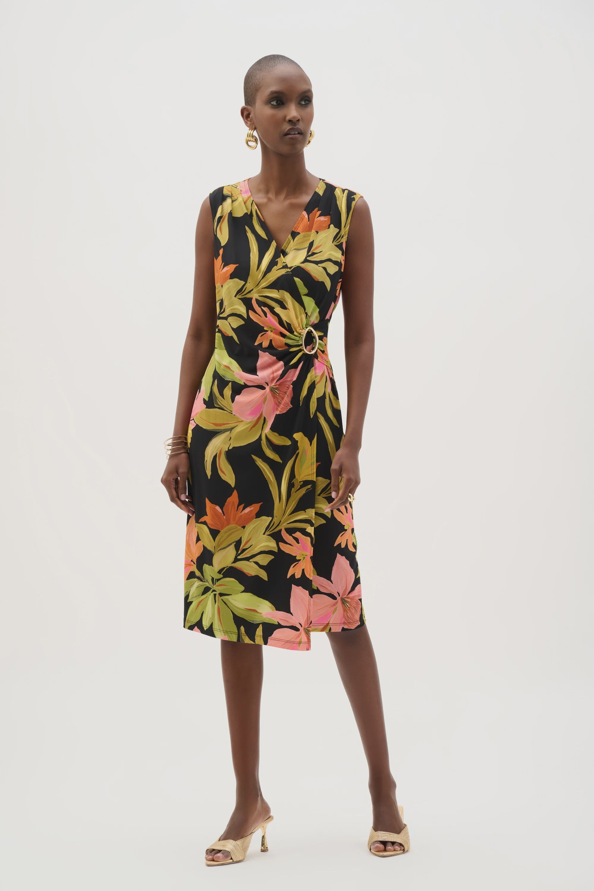 Joseph Ribkoff - dress / Silky Knit Tropical Print Wrap Dress - shop.mybijouboutique.com