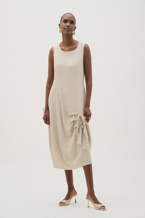Joseph Ribkoff - Dress / Seersucker Cocoon Dress With Ring And Tie Detail - shop.mybijouboutique.com