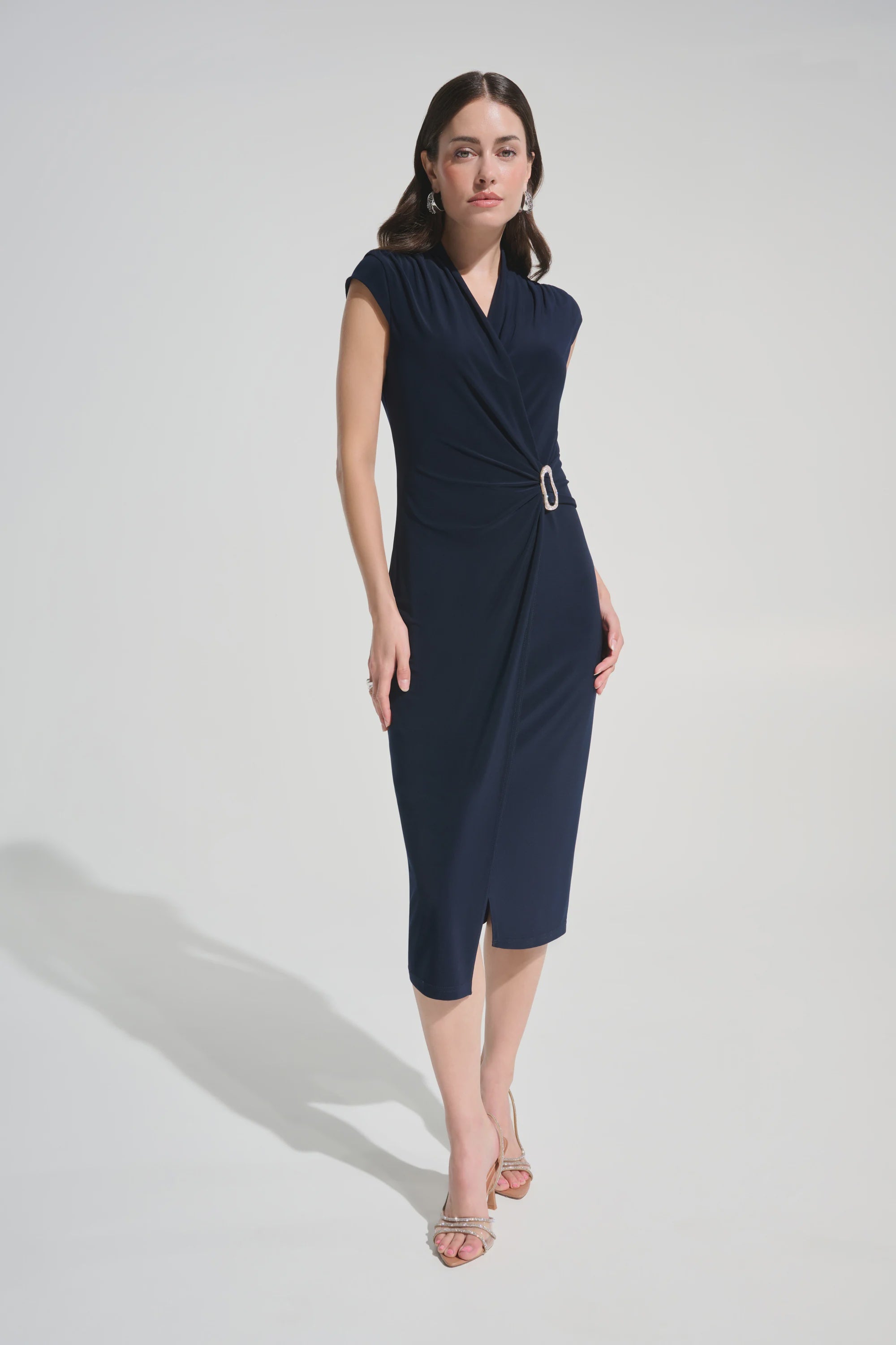 Joseph Ribkoff - Dress / Signature | Silky Knit Wrap Sheath Dress With Rhinestone Detail - shop.mybijouboutique.com