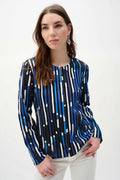 Joseph Ribkoff - Jacket / Mesh And Satin Geometric Print Fitted Jacket