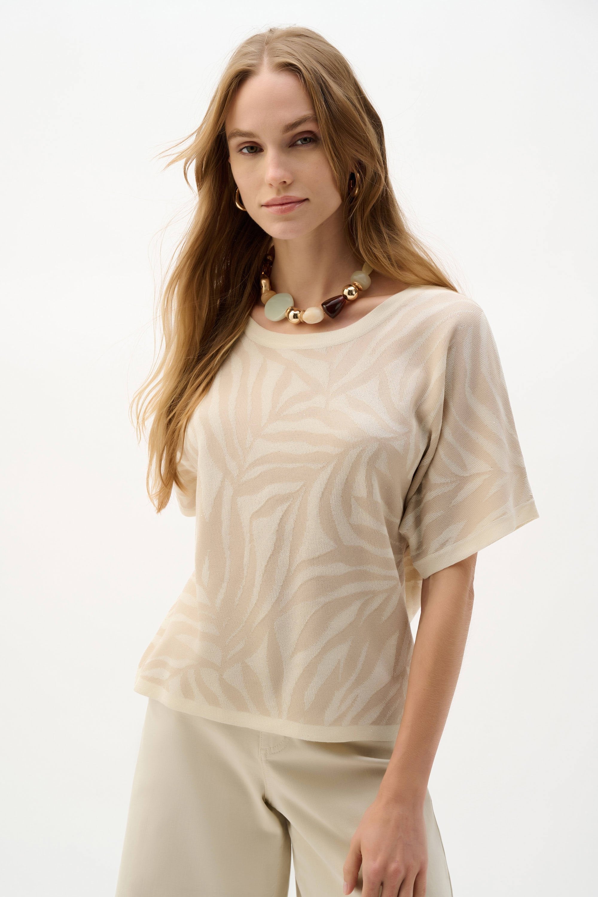 Joseph Ribkoff - Top / Jacquard Knit Tropical Print Sweater - shop.mybijouboutique.com