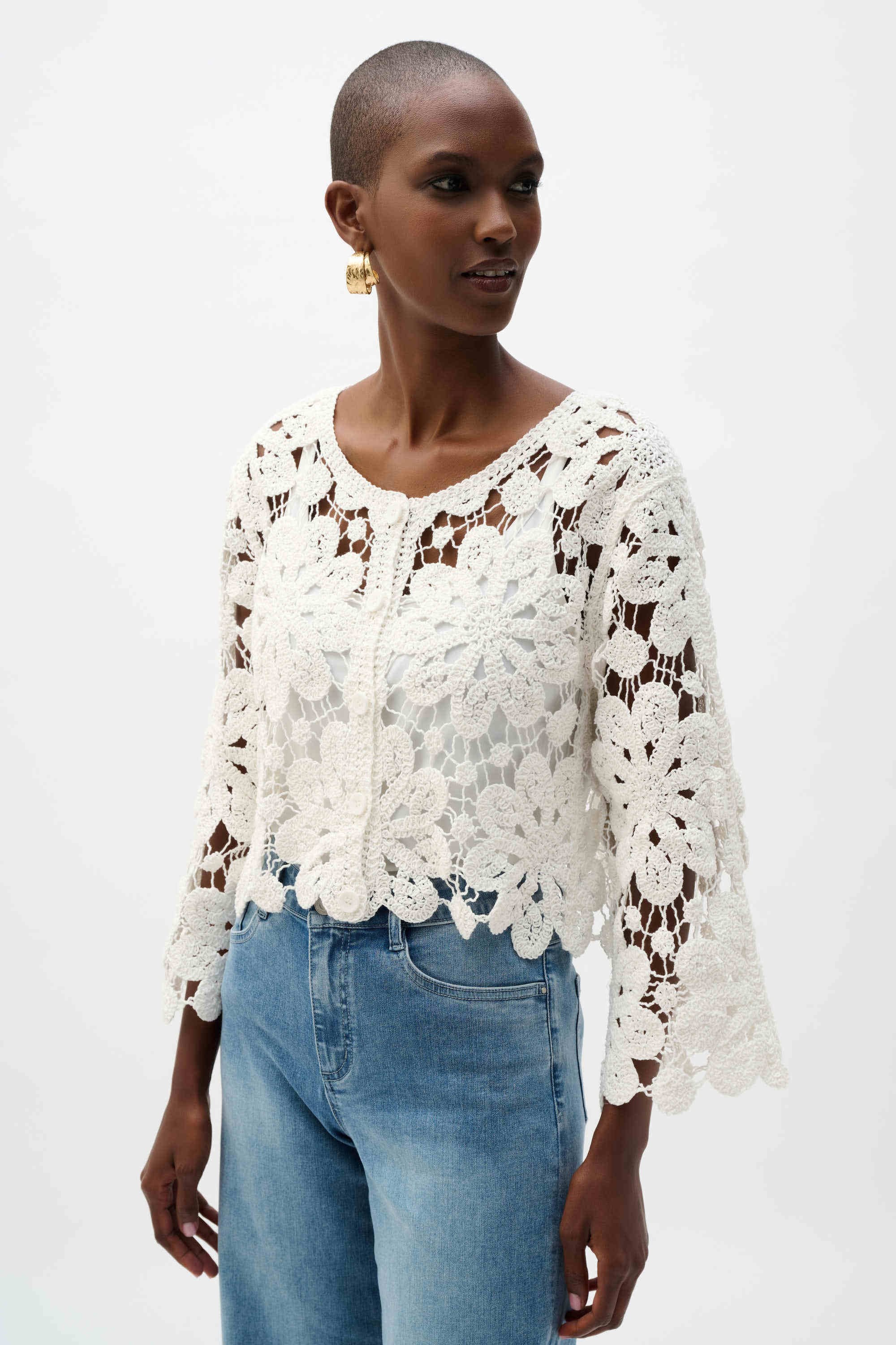 Joseph Ribkoff - Top / Crochet Boxy Cardigan