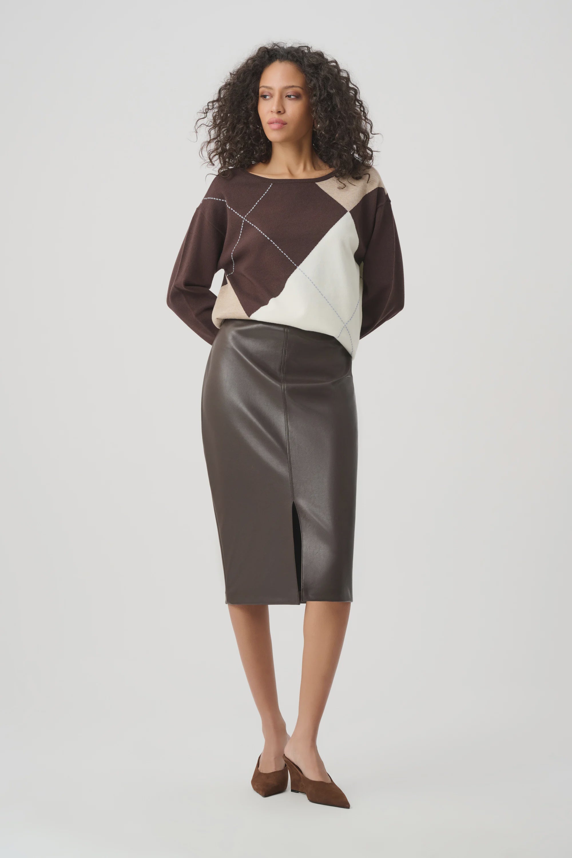 Joseph Ribkoff - Skirt / Bonded Leatherette Pencil Skirt