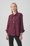 Joseph Ribkoff - Top / Stretch Poplin Shirt-Collar Boxy Top