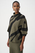 Joseph Ribkoff - Top / Abstract Jacquard Funnel-Neck Boxy Sweater
