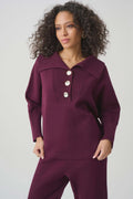Joseph Ribkoff - Top / Brushed Viscose And Nylon Shawl-Neck Sweater