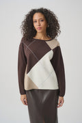 Joseph Ribkoff - Top / Brushed Viscose Knit Argyle Pattern Crewneck Sweater
