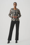 Joseph Ribkoff - Top /  Leatherette And Mesh Embroidered Jacket