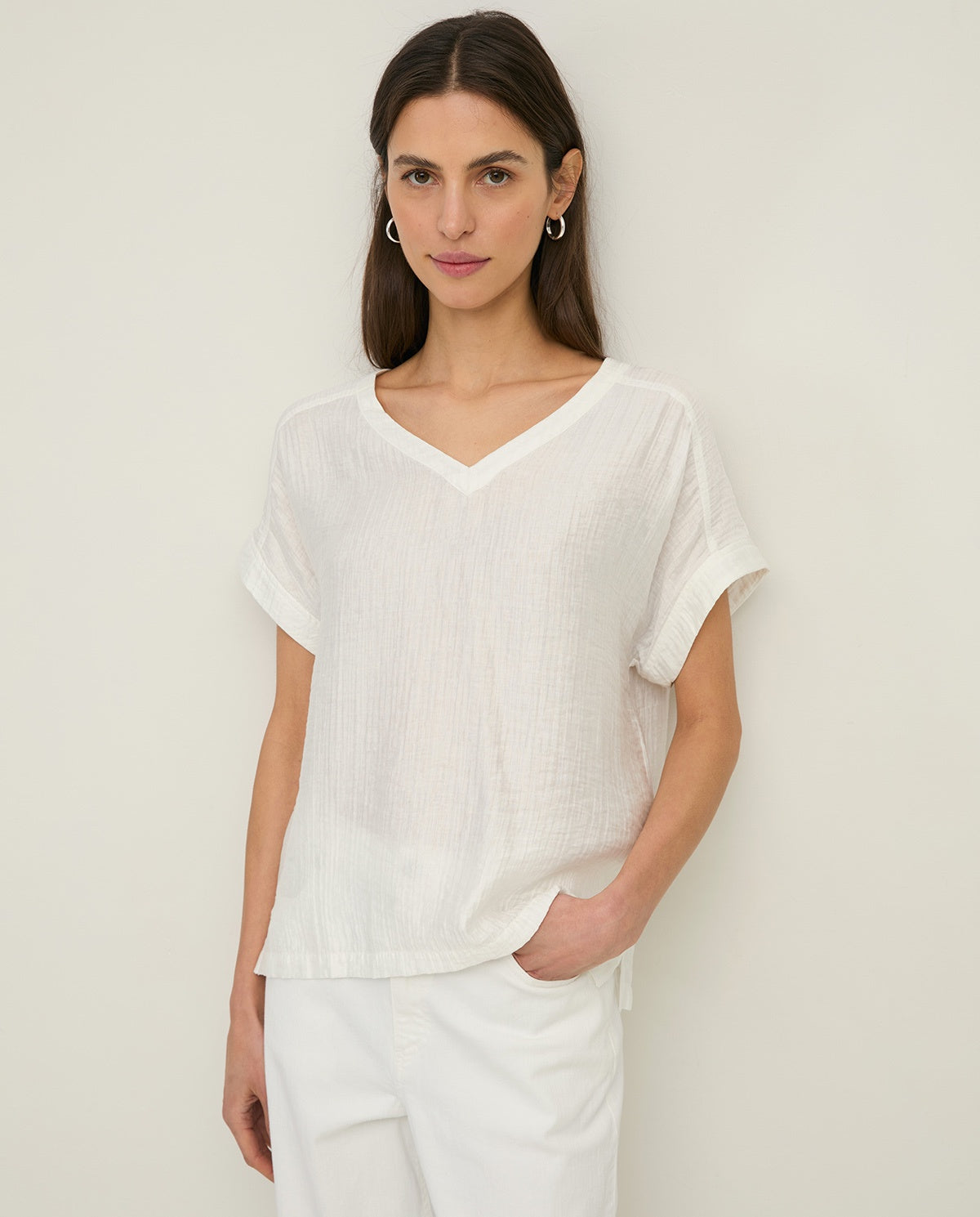 Yerse - Top / Crinkled Effect Fabric Shirt