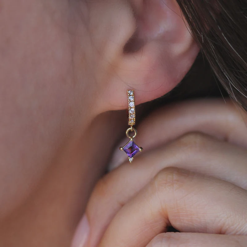 Leah Yard Designs - Earrings / Royal Hoops Amethsyst - shop.mybijouboutique.com