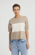 YAYA - Top / Pure Cashmere Blockstripe Sweater - Short Sleeve