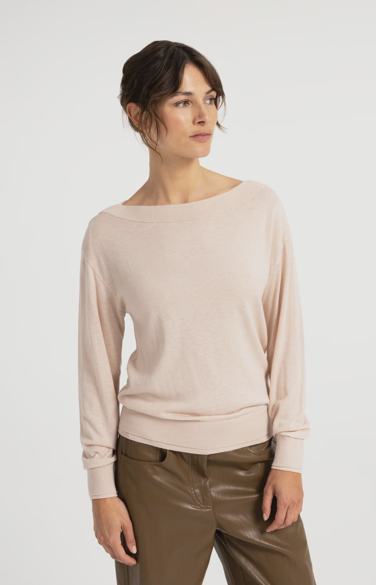 YAYA - Top / Almond Peach Boatneck Sweater
